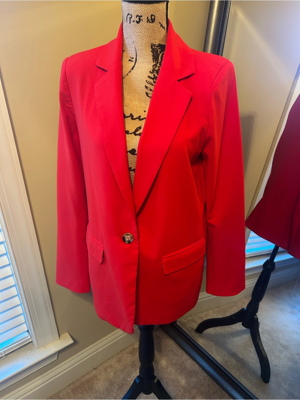 JODIFL Vibrant Red Single-Button Blazer